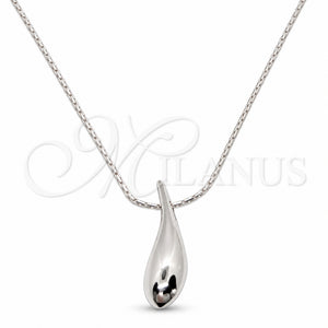 Collares con Dije 04.401.0028.18 Plata Rodinada, Diseño de Gota, Pulido, Tono Plateado (Grosor 01 MM, 18 Pulgadas de Largo)
