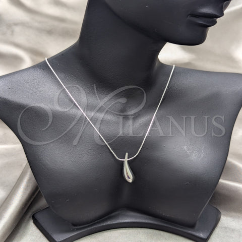 Collares con Dije 04.401.0028.18 Plata Rodinada, Diseño de Gota, Pulido, Tono Plateado (Grosor 01 MM, 18 Pulgadas de Largo)