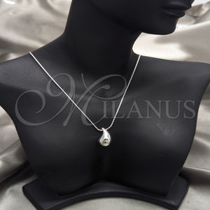Collares con Dije 04.401.0029.18 Plata Rodinada, Diseño de Gota, Pulido, Tono Plateado (Grosor 01 MM, 18 Pulgadas de Largo)