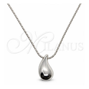 Collares con Dije 04.401.0029.18 Plata Rodinada, Diseño de Gota, Pulido, Tono Plateado (Grosor 01 MM, 18 Pulgadas de Largo)