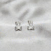 Arete Dormilona 02.401.0108 Plata Rodinada, Diseño de Flor, Pulido, Tono Plateado