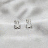 Arete Dormilona 02.401.0108 Plata Rodinada, Diseño de Flor, Pulido, Tono Plateado