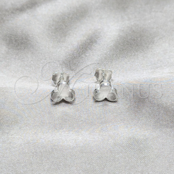 Arete Dormilona 02.401.0108 Plata Rodinada, Diseño de Flor, Pulido, Tono Plateado