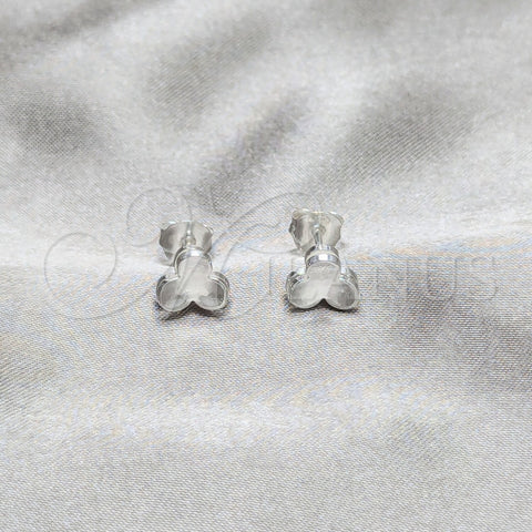 Arete Dormilona 02.401.0108 Plata Rodinada, Diseño de Flor, Pulido, Tono Plateado
