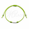 Pulsera Bolo Ajustable 03.426.0001.07 Plata Rodinada, Diseño de Bola, Algodón Verde, Tono Plateado (Grosor 03 MM, 7 Pulgadas de Largo)