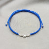 Pulsera Bolo Ajustable 03.426.0003.07 Plata Rodinada, Diseño de Bola y Corazón, Algodón, Tono Plateado (Grosor 06 MM, 7 Pulgadas de Largo)