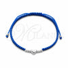 Pulsera Bolo Ajustable 03.426.0003.07 Plata Rodinada, Diseño de Bola y Corazón, Algodón, Tono Plateado (Grosor 06 MM, 7 Pulgadas de Largo)