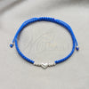 Pulsera Bolo Ajustable 03.426.0003.07 Plata Rodinada, Diseño de Bola y Corazón, Algodón, Tono Plateado (Grosor 06 MM, 7 Pulgadas de Largo)
