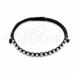 Pulsera Bolo Ajustable 03.426.0004.07 Plata Rodinada, Diseño de Bola, Algodón, Tono Plateado (Grosor 03 MM, 7 Pulgadas de Largo)