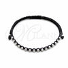 Pulsera Bolo Ajustable 03.426.0004.07 Plata Rodinada, Diseño de Bola, Algodón, Tono Plateado (Grosor 03 MM, 7 Pulgadas de Largo)
