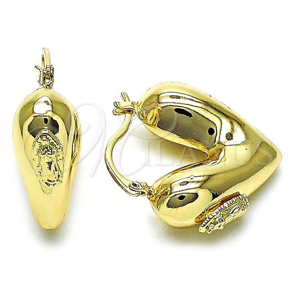 Argolla Mediana 02.253.0092.30 Oro Laminado, Diseño de Guadalupe y Corazón, Pulido, Tono Dorado