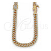 Gargantilla Elegante 04.253.0028.24 Oro Laminado, Diseño de Miami Cubana y Santa Muerte, con Cristal Blanca, Pulido, Tres Tonos (Grosor 12 MM, 24 Pulgadas de Largo)