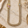 Gargantilla Elegante 04.253.0029.24 Oro Laminado, Diseño de San Judas y Miami Cubana, con Cristal Blanca, Pulido, Tono Dorado (Grosor 12 MM, 24 Pulgadas de Largo)