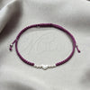 Pulsera Bolo Ajustable 03.426.0003.1.07 Plata Rodinada, Diseño de Bola y Corazón, Algodón, Tono Plateado (Grosor 06 MM, 7 Pulgadas de Largo)