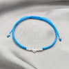Pulsera Bolo Ajustable 03.426.0003.2.07 Plata Rodinada, Diseño de Bola y Corazón, Algodón, Tono Plateado (Grosor 06 MM, 7 Pulgadas de Largo)