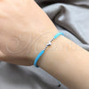 Pulsera Bolo Ajustable 003.426.0003.3.07 Plata Rodinada, Diseño de Bola y Corazón, Algodón, Tono Plateado (Grosor 06 MM, 7 Pulgadas de Largo)