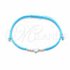 Pulsera Bolo Ajustable 003.426.0003.3.07 Plata Rodinada, Diseño de Bola y Corazón, Algodón, Tono Plateado (Grosor 06 MM, 7 Pulgadas de Largo)