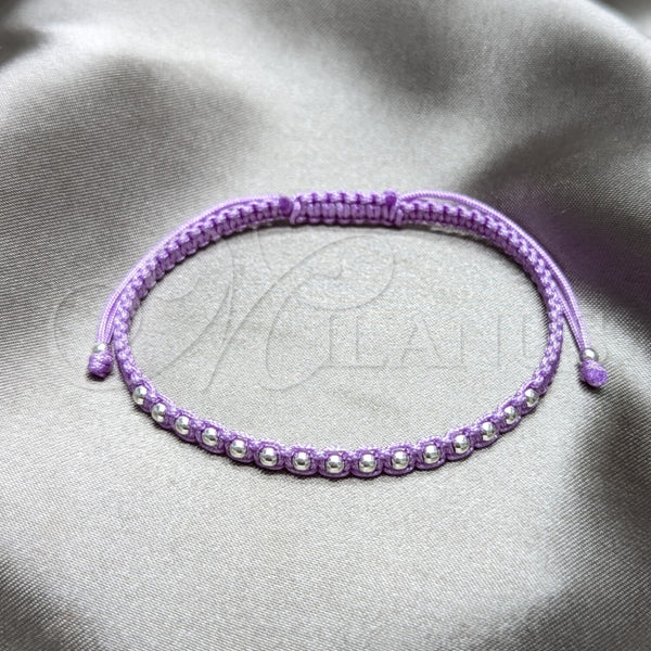 Pulsera Bolo Ajustable 03.426.0004.2.07 Plata Rodinada, Diseño de Bola, Algodón, Tono Plateado (Grosor 03 MM, 7 Pulgadas de Largo)