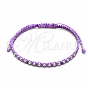 Pulsera Bolo Ajustable 03.426.0004.2.07 Plata Rodinada, Diseño de Bola, Algodón, Tono Plateado (Grosor 03 MM, 7 Pulgadas de Largo)