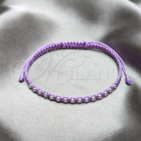 Pulsera Bolo Ajustable 03.426.0004.2.07 Plata Rodinada, Diseño de Bola, Algodón, Tono Plateado (Grosor 03 MM, 7 Pulgadas de Largo)