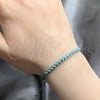 Pulsera Bolo Ajustable 03.426.0004.3.07 Plata Rodinada, Diseño de Bola, Algodón, Tono Plateado (Grosor 03 MM, 7 Pulgadas de Largo)