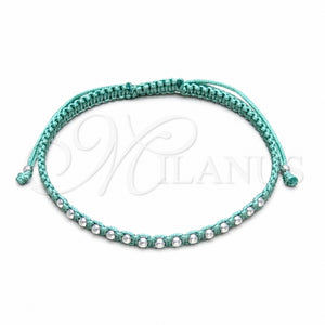 Pulsera Bolo Ajustable 03.426.0004.3.07 Plata Rodinada, Diseño de Bola, Algodón, Tono Plateado (Grosor 03 MM, 7 Pulgadas de Largo)