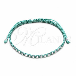 Pulsera Bolo Ajustable 03.426.0004.3.07 Plata Rodinada, Diseño de Bola, Algodón, Tono Plateado (Grosor 03 MM, 7 Pulgadas de Largo)