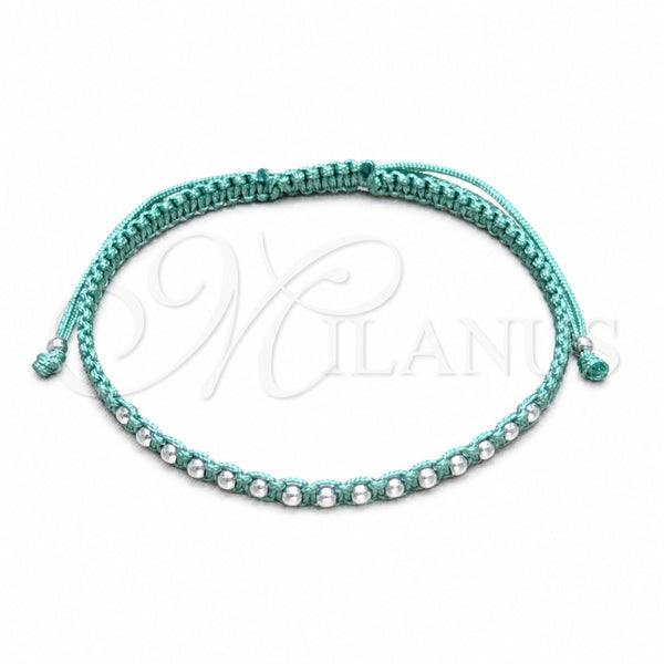 Pulsera Bolo Ajustable 03.426.0004.3.07 Plata Rodinada, Diseño de Bola, Algodón, Tono Plateado (Grosor 03 MM, 7 Pulgadas de Largo)