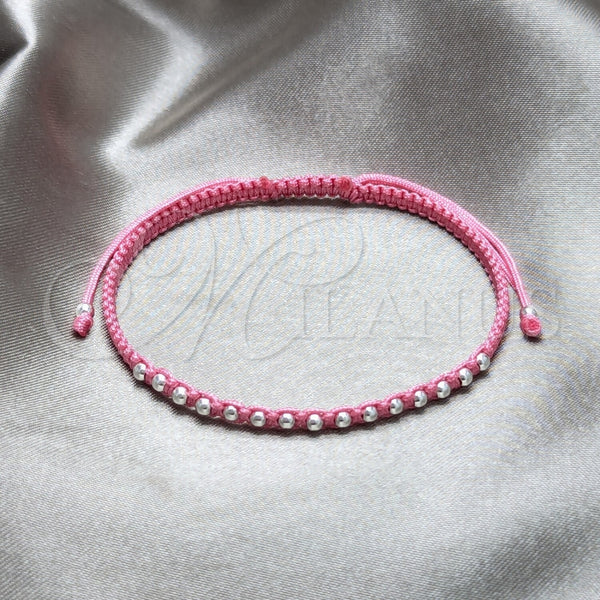 Pulsera Bolo Ajustable 03.426.0004.4.07 Plata Rodinada, Diseño de Bola, Algodón, Tono Plateado (Grosor 03 MM, 7 Pulgadas de Largo)