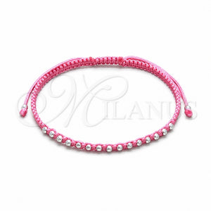 Pulsera Bolo Ajustable 03.426.0004.4.07 Plata Rodinada, Diseño de Bola, Algodón, Tono Plateado (Grosor 03 MM, 7 Pulgadas de Largo)