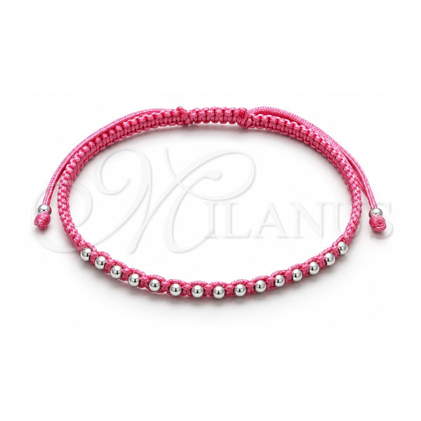 Pulsera Bolo Ajustable 03.426.0004.4.07 Plata Rodinada, Diseño de Bola, Algodón, Tono Plateado (Grosor 03 MM, 7 Pulgadas de Largo)