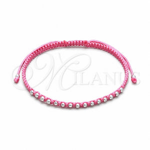 Pulsera Bolo Ajustable 03.426.0004.4.07 Plata Rodinada, Diseño de Bola, Algodón, Tono Plateado (Grosor 03 MM, 7 Pulgadas de Largo)