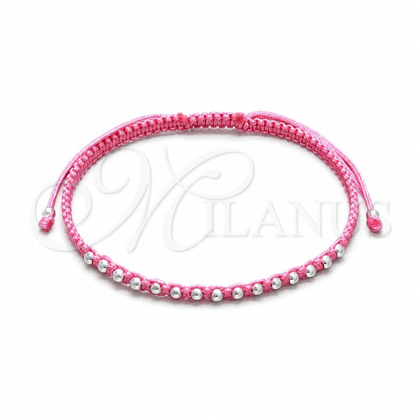 Pulsera Bolo Ajustable 03.426.0004.4.07 Plata Rodinada, Diseño de Bola, Algodón, Tono Plateado (Grosor 03 MM, 7 Pulgadas de Largo)