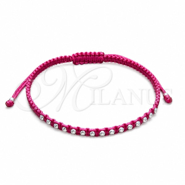 Pulsera Bolo Ajustable 03.426.0004.5.07 Plata Rodinada, Diseño de Bola, Algodón, Tono Plateado (Grosor 03 MM, 7 Pulgadas de Largo)