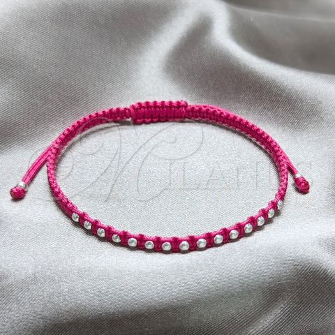 Pulsera Bolo Ajustable 03.426.0004.5.07 Plata Rodinada, Diseño de Bola, Algodón, Tono Plateado (Grosor 03 MM, 7 Pulgadas de Largo)