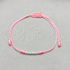 Pulsera Bolo Ajustable 03.426.0001.3.07 Plata Rodinada, Diseño de Bola, Algodón Azul, Tono Plateado (Grosor 03 MM, 7 Pulgadas de Largo)