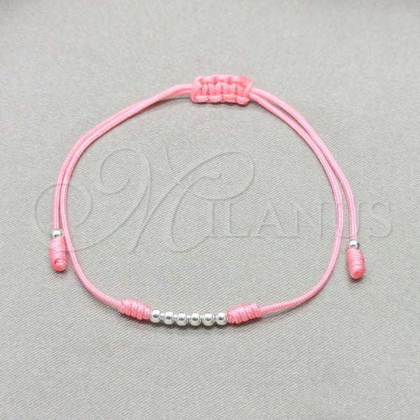 Pulsera Bolo Ajustable 03.426.0001.3.07 Plata Rodinada, Diseño de Bola, Algodón Azul, Tono Plateado (Grosor 03 MM, 7 Pulgadas de Largo)