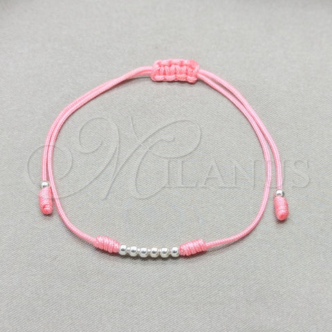 Pulsera Bolo Ajustable 03.426.0001.3.07 Plata Rodinada, Diseño de Bola, Algodón Azul, Tono Plateado (Grosor 03 MM, 7 Pulgadas de Largo)