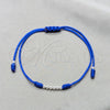 Pulsera Bolo Ajustable 03.426.0001.4.07 Plata Rodinada, Diseño de Bola, Algodón Azul, Tono Plateado (Grosor 03 MM, 7 Pulgadas de Largo)