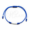 Pulsera Bolo Ajustable 03.426.0001.4.07 Plata Rodinada, Diseño de Bola, Algodón Azul, Tono Plateado (Grosor 03 MM, 7 Pulgadas de Largo)