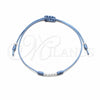 Pulsera Bolo Ajustable 03.426.0001.5.07 Plata Rodinada, Diseño de Bola, Algodón Azul, Tono Plateado (Grosor 03 MM, 7 Pulgadas de Largo)