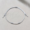 Pulsera Bolo Ajustable 03.426.0001.6.07 Plata Rodinada, Diseño de Bola, Algodón Azul, Tono Plateado (Grosor 03 MM, 7 Pulgadas de Largo)