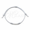 Pulsera Bolo Ajustable 03.426.0001.6.07 Plata Rodinada, Diseño de Bola, Algodón Azul, Tono Plateado (Grosor 03 MM, 7 Pulgadas de Largo)