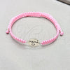 Pulsera Bolo Ajustable 03.426.0019.07 Plata Rodinada, Diseño de Amor y Bola, Algodón Azul, Tono Plateado (Grosor 12 MM, 7 Pulgadas de Largo)
