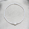 Pulsera Elegante 03.426.0021.1.07 Plata Rodinada, Diseño de Bola, con Cristal Blanca y Perla Blanca, Pulido, Tono Plateado (Grosor 07 MM, 7 Pulgadas de Largo)