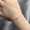 Pulsera Elegante 03.426.0021.2.07 Plata Rodinada, Diseño de Bola, con Cristal Rosado y Perla Blanca, Pulido, Tono Plateado (Grosor 07 MM, 7 Pulgadas de Largo)