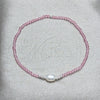 Pulsera Elegante 03.426.0021.2.07 Plata Rodinada, Diseño de Bola, con Cristal Rosado y Perla Blanca, Pulido, Tono Plateado (Grosor 07 MM, 7 Pulgadas de Largo)