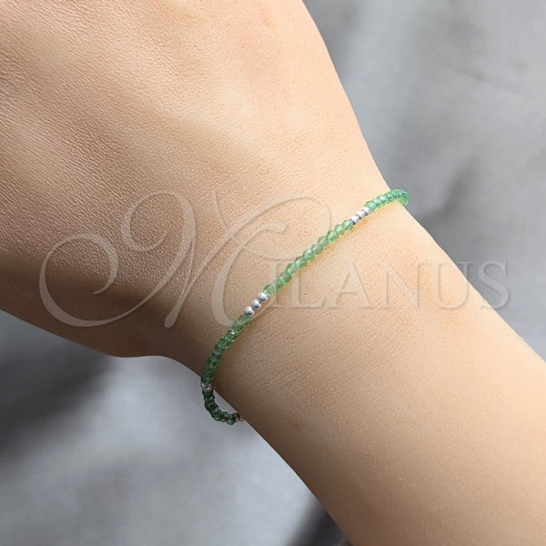 Pulsera Elegante 03.426.0025.07 Plata Rodinada, Diseño de Bola, con Cristal Verde, Pulido, Tono Plateado (Grosor 03 MM, 7 Pulgadas de Largo)