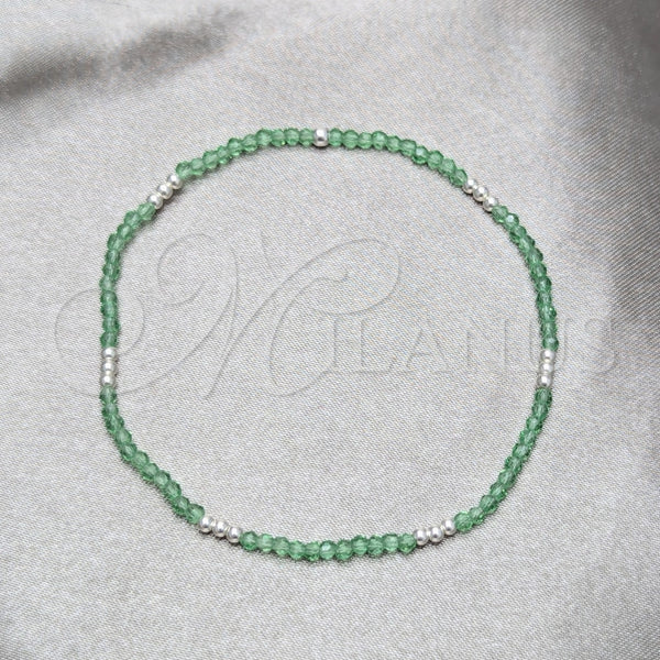 Pulsera Elegante 03.426.0025.07 Plata Rodinada, Diseño de Bola, con Cristal Verde, Pulido, Tono Plateado (Grosor 03 MM, 7 Pulgadas de Largo)