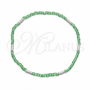 Pulsera Elegante 03.426.0025.07 Plata Rodinada, Diseño de Bola, con Cristal Verde, Pulido, Tono Plateado (Grosor 03 MM, 7 Pulgadas de Largo)